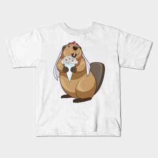 Beaver Bride Flower Wedding Kids T-Shirt